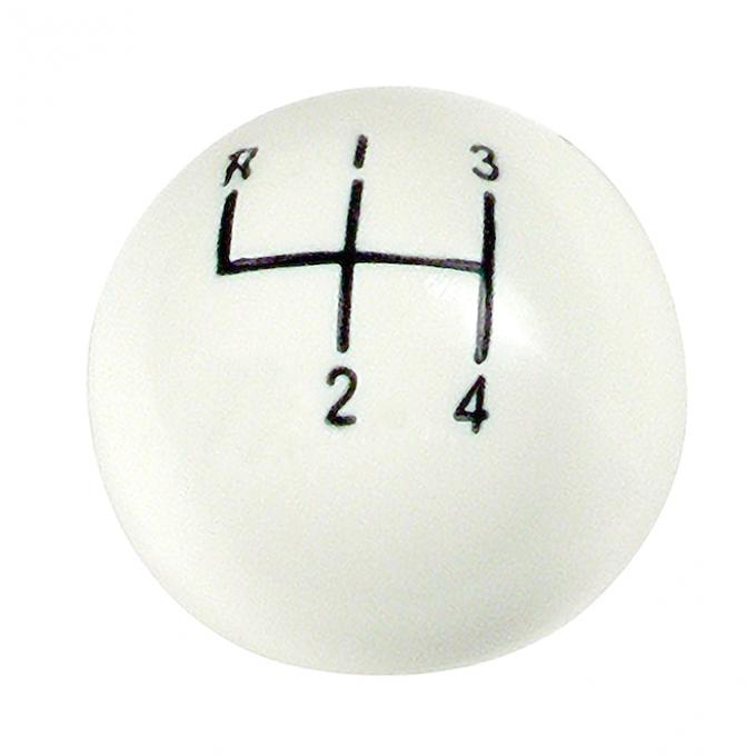 Corvette Shifter Knob, with 4 Speed Pattern, White, 1958-1962