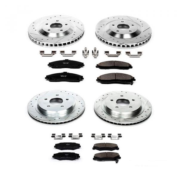 Corvette Drilled & Slotted Brake Rotors F&R, Ceramic Pads, 19972004