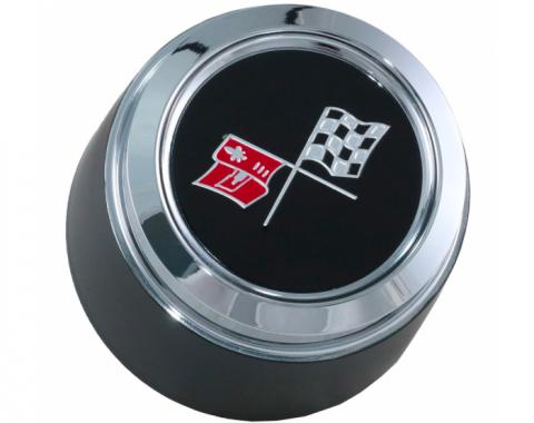 Corvette Wheel Center Cap, Black, With Emblem, For Cars With Aluminum Wheels, 1976-1979