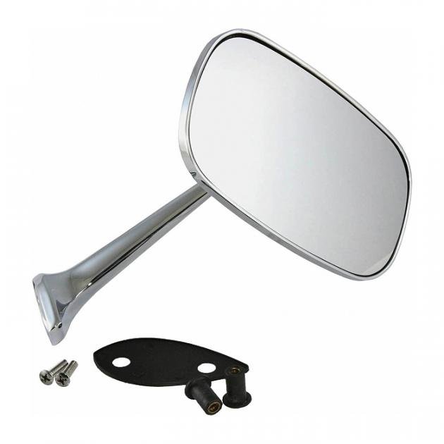 Corvette Outside Mirror, Chrome, Right With Mounting Kit 19751979 Motor City Vettes