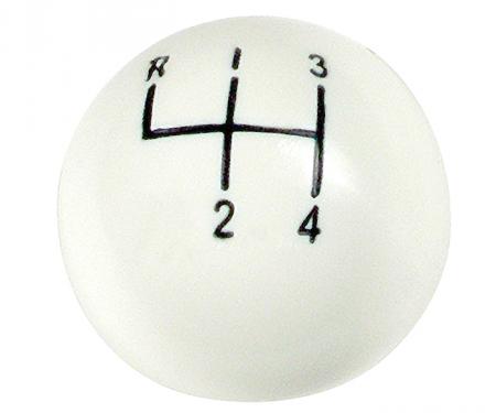 Corvette Shifter Knob, with 4 Speed Pattern, White, 1958-1962