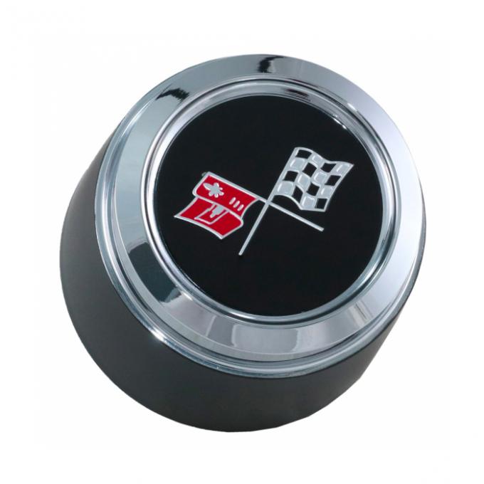 Corvette Wheel Center Cap, Black, With Emblem, For Cars With Aluminum Wheels, 1976-1979