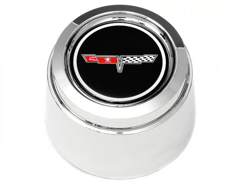 Corvette Wheel Center Cap, Chrome, With Emblem, For Cars With Aluminum Wheels, 1980-1981