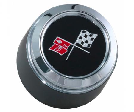 Corvette Wheel Center Cap, Black, With Emblem, For Cars With Aluminum Wheels, 1976-1979