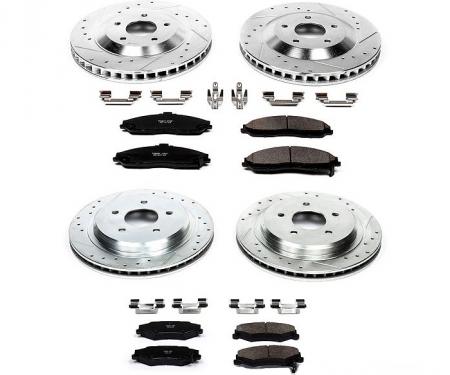 Corvette Drilled & Slotted Brake Rotors F&R, Ceramic Pads, 1997-2004