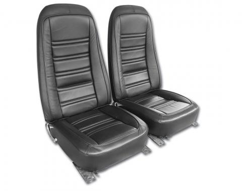 CA 1976-1978 Chevrolet Corvette Mounted Seats, Black Leather Vinyl 419720M