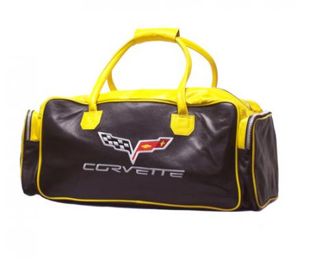 Corvette Black & Yellow Duffle Bag, with C6 Logo, 24"
