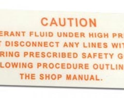 Corvette Decal, Air Conditioning Compressor Warning, 1963-1965