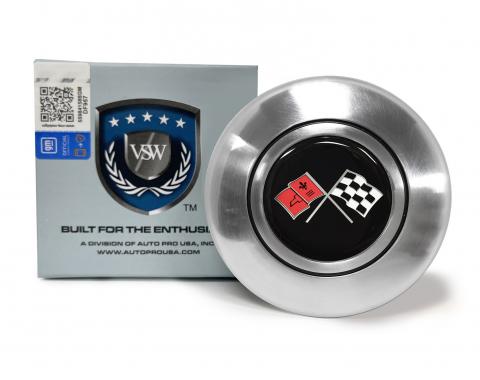 Auto Pro USA VSW Steering Wheel OE Series Horn Cap, Satin Horn Cap, Chevy Cross Flags STE1013-19S