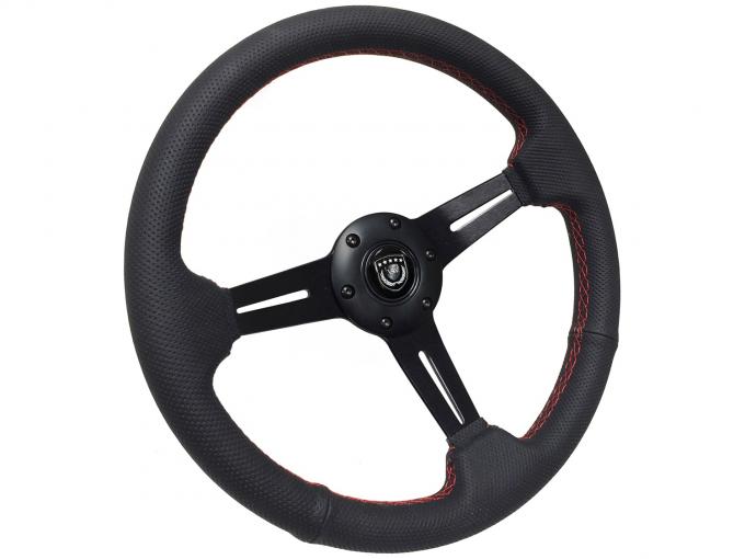 Auto Pro USA VSW S6 Sport Leather Steering Wheel ST3586BLK-RED