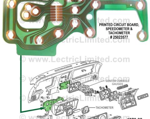 Lectric Limited 1978-1982 Chevrolet Corvette Printed Circuit Board: Speedometer and Tachometer 25023577