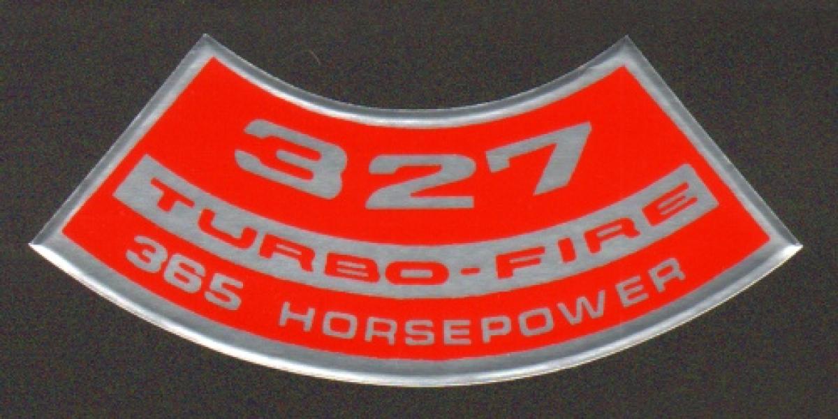 Corvette Air Cleaner Decal, 327ci/365HP, 19641965
