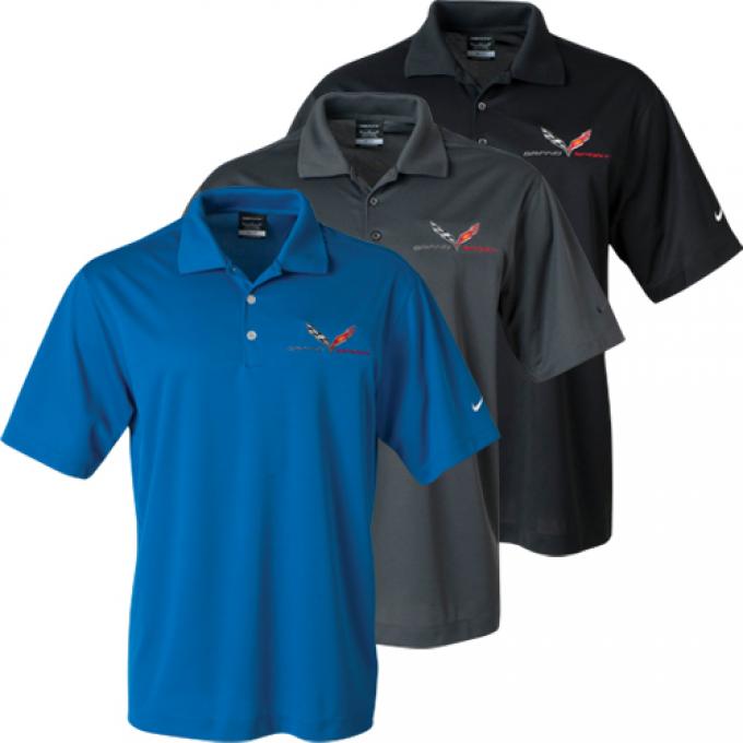 Corvette C7  Polo Shirt, Men's, Nike Dri-Fit, Grand Sport Emblem