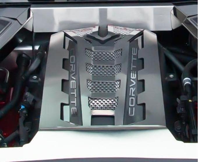 American Car Craft 2020-2024 C8 Corvette Coupe - Engine Shroud Kit with Perforated Inserts 6Pc, Brushed Finish 883033