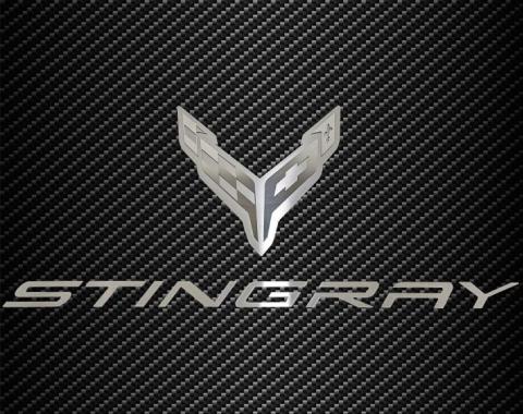 American Car Craft 2020-2024 C8 Corvette - Stainless Hood Panel Badge Flag Logo and Stingray Font Style, Stainless Steel 883051