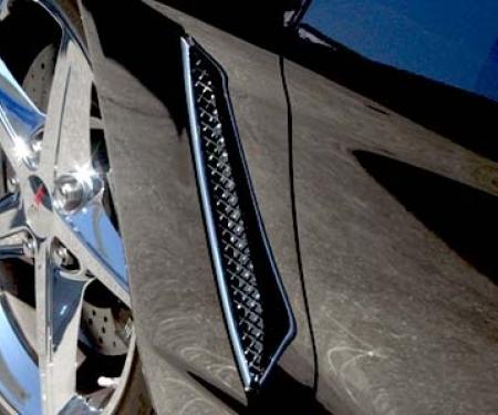 American Car Craft 2005-2013 C6 Corvette - Laser Mesh Side Vent Grilles 2Pc, Polished Stainless Steel 042053
