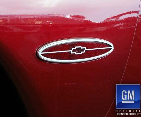 American Car Craft 1997-2004 C5 Corvette - Side Marker Trim Rear Chevy Bowtie 2Pc, Stainless Steel (POLISHED) 032034