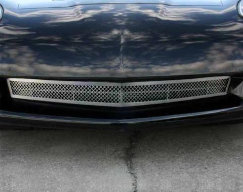 American Car Craft 2005-2012 C6 Corvette - Front Grille, Blakk Stealth Stainless Laser Mesh 042093