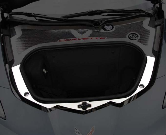 American Car Craft 2020-2024 C8 Corvette Coupe - Frunk Latch Plate 2Pc, Brushed Finish with Polished Trim 881013