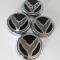 American Car Craft 2020-2024 C8 Corvette Coupe - Cap Cover Set 4pc Carbon Fiber Inserts with Stainless Crossed Flags Logo, Polished/Brushed Finish 883049