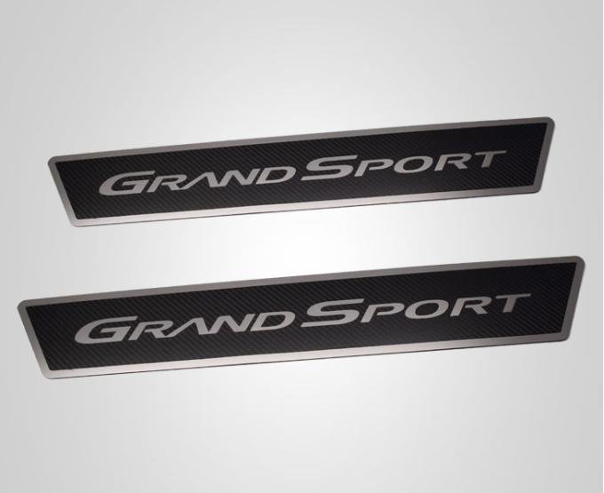 American Car Craft 2005-2013 C6 Corvette GS - Outer Door Sills 'Grand Sport' Carbon Fiber, Choose Polished or Brushed Trim 041060