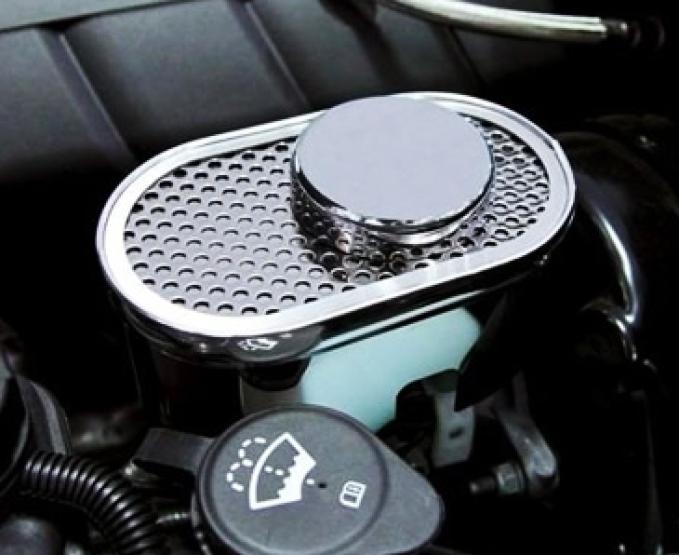 American Car Craft 2009-2013 C6/Z06/GS Corvette - Master Cylinder Cover, Perforated Stainless with Chrome Cap Cover 043093