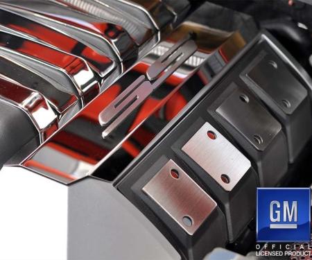 American Car Craft 2010-2015 Camaro SS - Fuel Rail Covers with Brushed Laser-cut SS Lettering, Brushed/Polished Stainless 103014