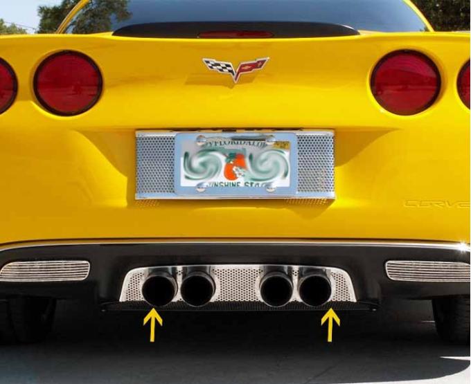 American Car Craft 2005-2013 C6 Corvette - Perforated Exhaust Filler Panel, NPP Dual-Mode/Bi-Mode, Stainless Steel 042005