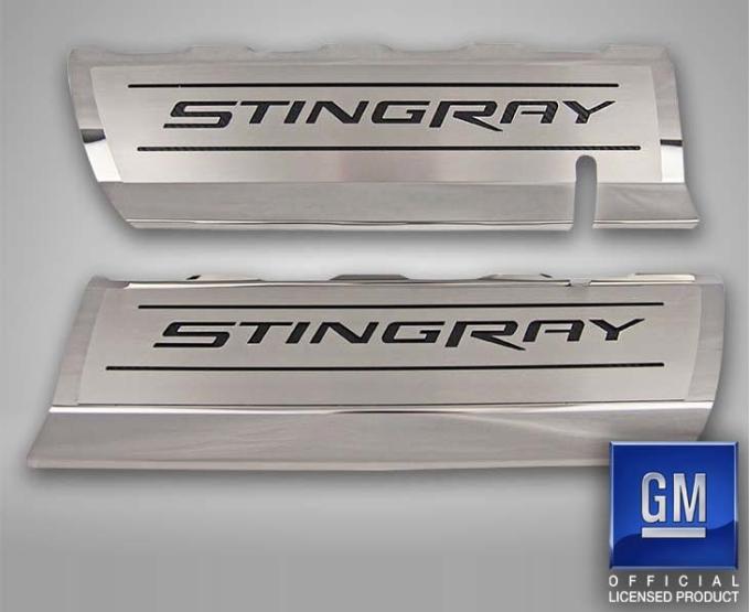 American Car Craft 2014-2019 C7/Z51 Corvette - STINGRAY Style Fuel Rail Covers Factory Overlay 2Pc, Stainless Steel, Choose Color 053117