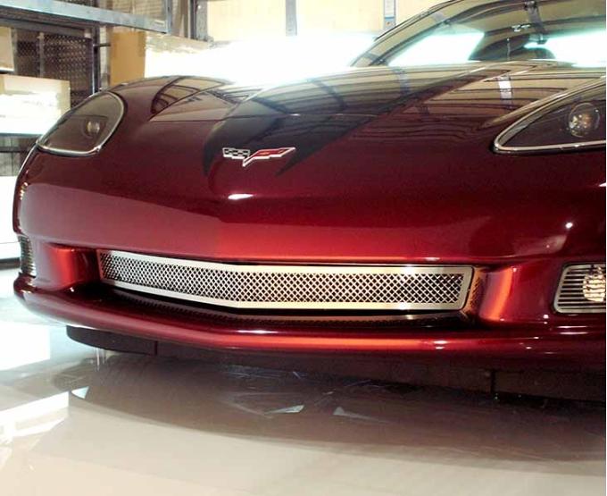 American Car Craft 2005-2013 C6 Corvette - Laser Mesh Front Grille, Polished Stainless Steel 042041