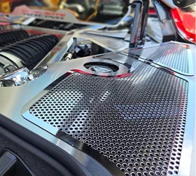 American Car Craft 2020-2024 C8 Corvette - Perforated Fender Covers, Brushed with Polished Inserts 883011