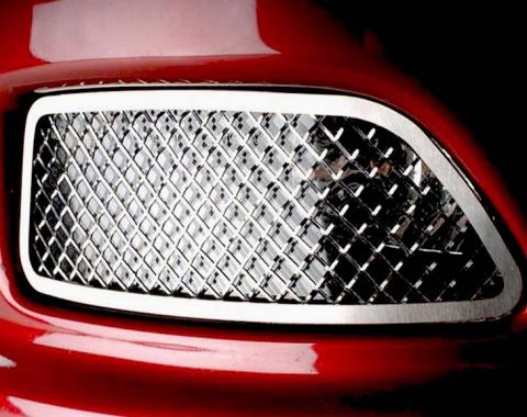 American Car Craft 2005-2013 C6 Corvette - Driving Light Covers Laser Mesh 2Pc, Polished Stainless Steel 042075