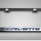 American Car Craft Corvette C7 Stingray - License Plate Frame CORVETTE Lettering, Black Base with Brushed Top Plate, Choose Color 052083