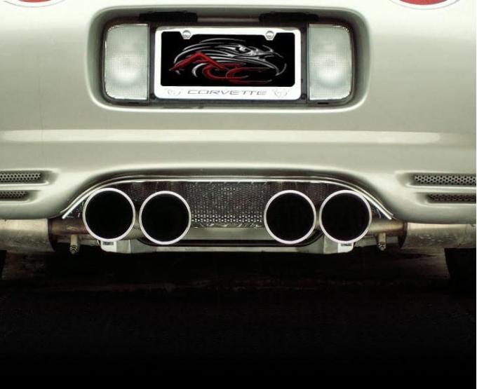 American Car Craft 1997-2004 C5/Z06 Corvette - Exhaust Filler Panel for Stock Exhaust, Perforated Stainless Steel 032005