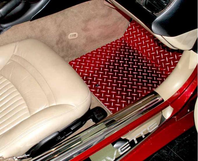 American Car Craft 1999-2004 C5/Z06 Corvette - Red Diamond Plate Aluminum Floor Mats 2Pc, Choose Year 031002