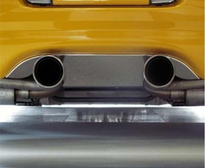 American Car Craft 1997-2004 C5/Z06 Corvette - Exhaust Filler Panel for Borla Stinger Dual 4" Round Pipes, Polished Stainless 032007