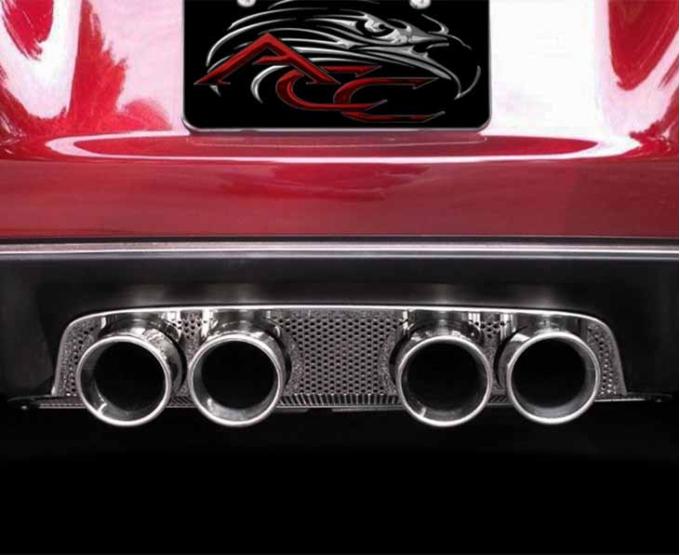American Car Craft 2005-2013 C6 Corvette - Perforated Exhaust Filler Panel, Borla Stinger/Touring Quad Round Tips, Stainless 042020
