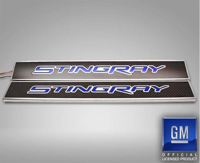 American Car Craft 2014-2019 C7 Corvette - LED Illuminated Replacement Door Sills 2Pc, Carbon Fiber, Choose LED Color 051004