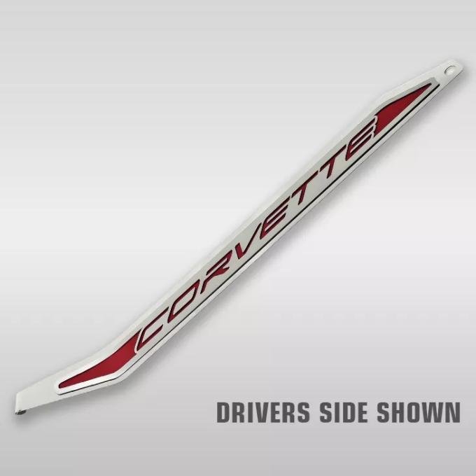 American Car Craft Corvette C8 Door Prop Polished/Brushed Stainless 'Corvette' - Passenger Side Only, Choose Inlay 881065