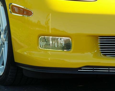 American Car Craft 2006-2013 Z06/ZR1/GS/C6 Corvette - Billet Style Driving Light Covers 2Pc, Polished Stainless 042062