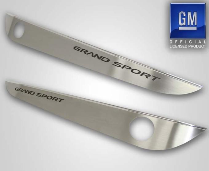 American Car Craft 2010-2013 C6 Corvette - Door Guards with Grand Sport Inlay 2Pc, Brushed Stainless, Choose Color 041049