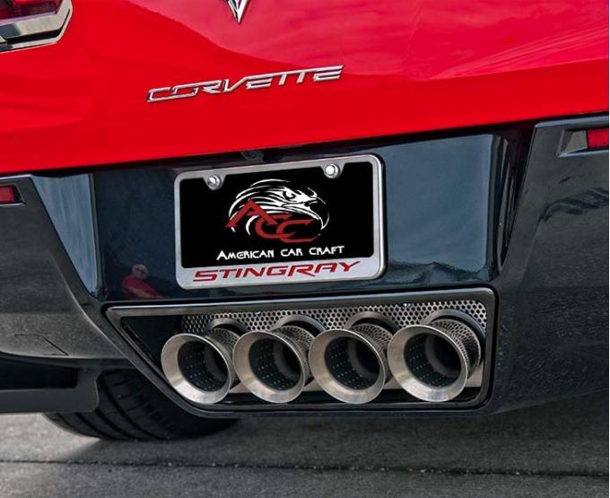 American Car Craft 2014-2019 C7/Z06/ZR1/Grand Sport Corvette - Perforated Exhaust Filler Panel NPP, Stainless Steel 052017