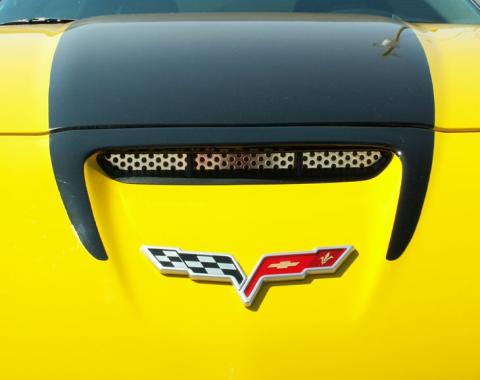 American Car Craft 2006-2013 Z06/GS/ZR1/C6 Corvette - Perforated Hood Vent Grilles, Polished Stainless Steel 042056