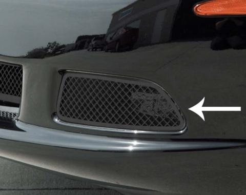 American Car Craft 2005-2013 C6 Corvette - Driving Light Covers 2Pc, Blakk Stealth Stainless Laser Mesh 042105