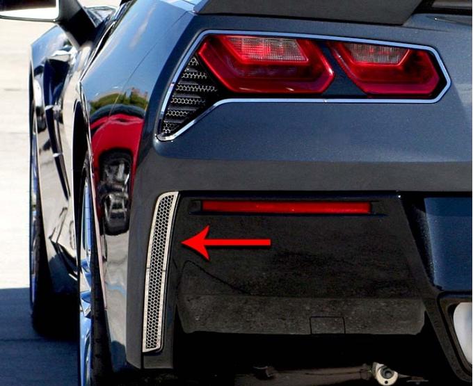 American Car Craft 2014-2019 C7 Corvette Stingray - Matrix Series Alumi-Steel Rear Valance Vent Grilles 2Pc, Aluminum/Stainless Steel 052004