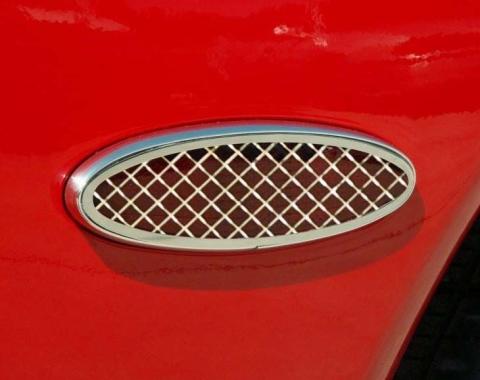 American Car Craft 1997-2004 C5/Z06 Corvette - Side Marker Trim Rear Laser Mesh 2Pc, Polished Stainless Steel 032031