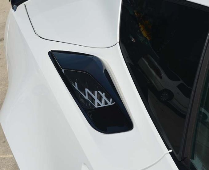 American Car Craft 2014-2019 C7 Z06/GS Corvette - Rear Quarter Vent Grille Overlay Expanded Diamond Pattern, Stainless Steel (Brushed) 052112-B