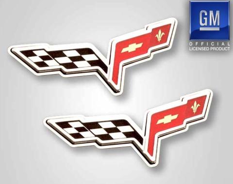 American Car Craft 2005-2013 C6 Corvette - Emblem Trim Rings 2Pc, Polished Stainless Steel 042080