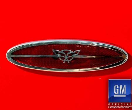 American Car Craft 1997-2004 C5/Z06 Corvette - Side Marker Trim Rear with Crossed Flags 2Pc, Brushed Stainless 032033