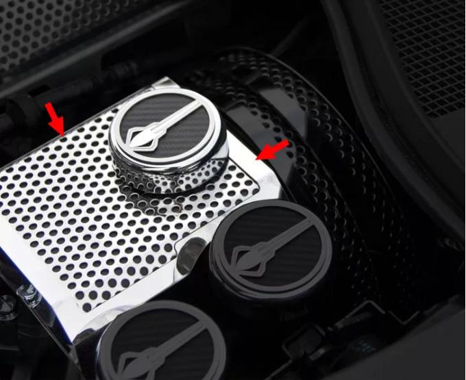 American Car Craft 2014-2019 Corvette Z06/ZR1/Z51/C7 Stingray - Perforated Brake Master Cylinder Cover, Stainless (Polished Manual) 053072